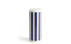Column Blockljus Large Off White Brown & Blue