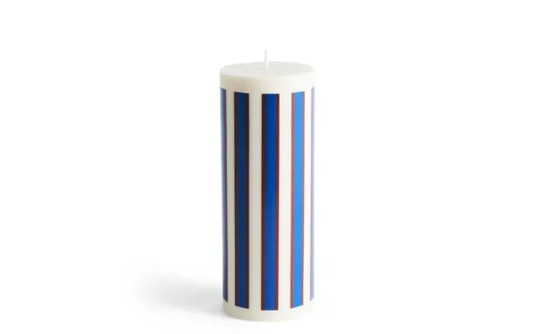 Column Blockljus Large Off White Brown & Blue