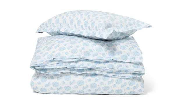 Floral Bäddset Satin Blue/White