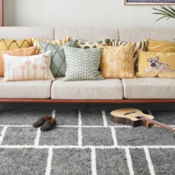 Ikat Madras kuddfodral Spicy Yellow/Rose
