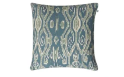 Ikat Madras Kuddfordral Light Beige/Heaven Blue/Aqua