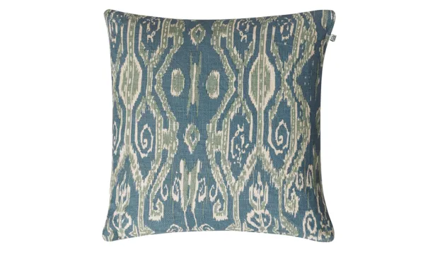 Ikat Madras Kuddfordral Light Beige/Heaven Blue/Aqua