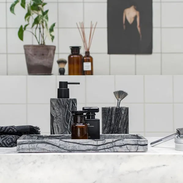 Marble Deco Tray Bricka Black/Grey