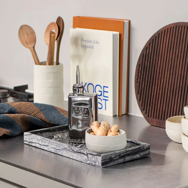 Marble Deco Tray Bricka Black/Grey