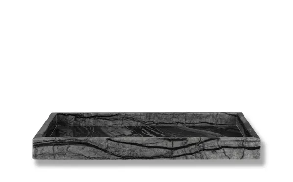 Marble Deco Tray Bricka Black/Grey