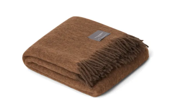 Mohair Pläd Dark Earth & Light Brown Melange