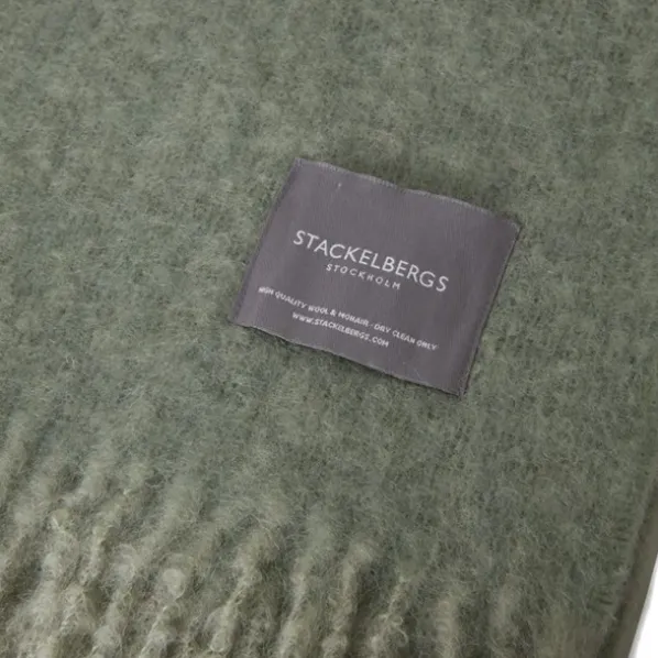 Mohair Pläd Sea Foam & Green Bay Melange