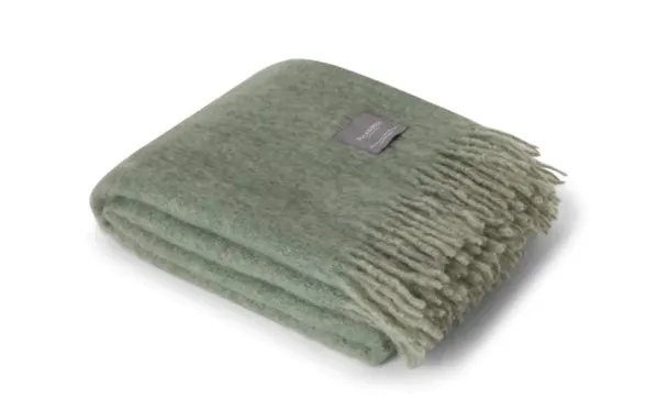 Mohair Pläd Sea Foam & Green Bay Melange