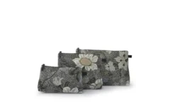 Necessär Flower Linen Cosmetic Svart