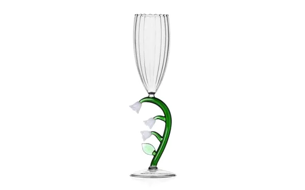Optical Flute White flower Champagneglas